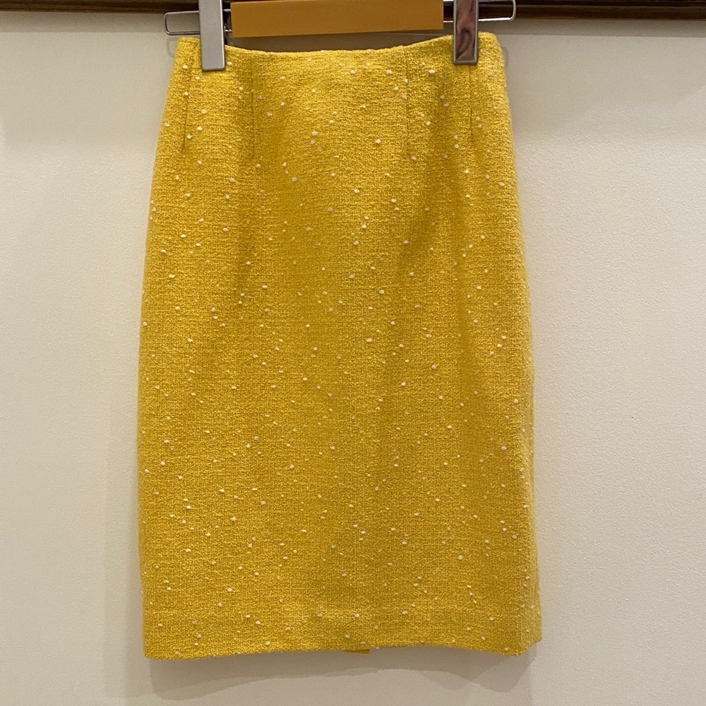 Vintage Carlisle Yellow Textured Pencil Skirt, Cotton & Wool Blend